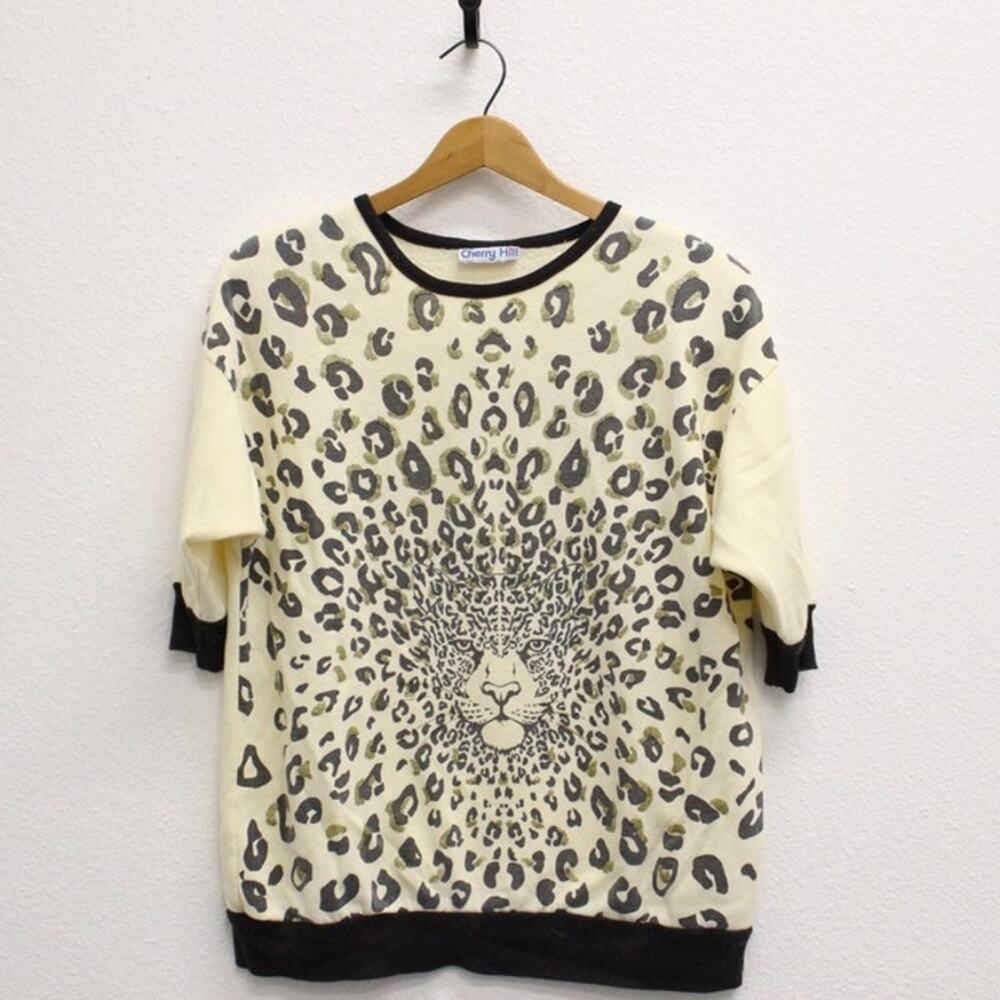 Vintage 80s Leopard Cat Animal Graphic Shirt Women’s Medium